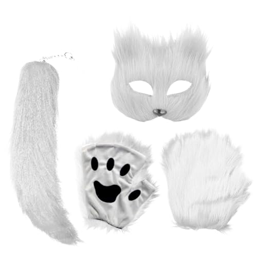 GEDOX Maske für Halloween-Tiere, Tiermaske, Maske mit Schwanz und Handschuhen, Halloween-Maske für Kostüme, Karneval und Bühnenaufführungen von GEDOX