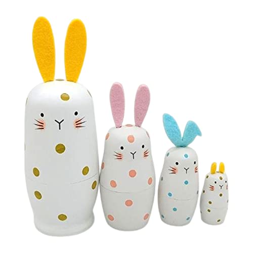 GEDOX Verschachteltes Puppen-Set für Kinder, russische Matrjoschka, Weihnachten, russische Hasenpuppen, handgefertigtes Holzhase, Ostern, Geburtstag, Geschenk von GEDOX