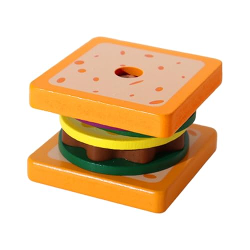 Holzspielzeug zum Stapeln von Lebensmitteln, Spielzeug zum Stapeln von Hamburger-Sandwiches, Lernspielzeug für Vorschullernen, Lernspielzeug von GEDOX