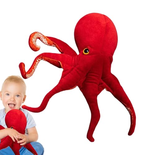 Oktopus-Plüschspielzeug, Oktopus-Plüschspielzeug, gefüllte Oktopuspuppe, Cartoon-Tierpuppe, rotes Plüschkissen für Kinder, Kleinkinder, Mädchen, Fam von GEDOX