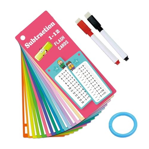 Subtraktion Lernkarten, Lernkarten für mathematische Daten | 15 wiederverwendbare Lernkarten zum Schreiben und Löschen, interaktive Karten mit Addition und Subtraktion, Mathematik-Spiele pa von GEDOX