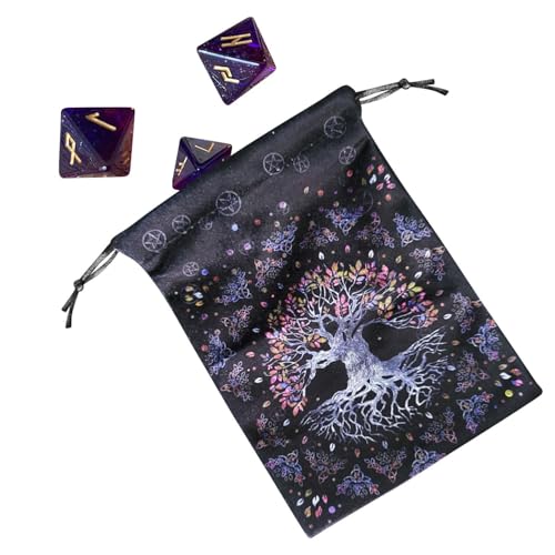 Tarot-Kartentasche – Kleine Tasche mit Kordelzug | Tarottasche mit Mondphasenmuster und Kordeln | Aufbewahrungstasche für Tarotkarten | kleine Würfeltasche aus Samt von GEDOX