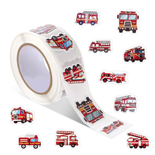 GEEHUA 500 Stück Feuerwehrauto Aufkleberrolle Selbstklebend, Wasserfest Feuerwehrauto Motorfahrzeuge Aufkleber, Feuerwehrmann, Partygeschenke, Goodie Bags, DIY, Basteln, Belohnungsanreize GEEHUA 500 Stück Feuerwehrauto Aufkleberrolle Selbstklebend, Wasserfest Feuerwehrauto Motorfahrzeuge Aufkleber, Feuerwehrmann, Partygeschenke, Goodie Bags, DIY, Basteln, Belohnungsanreize von GEEHUA