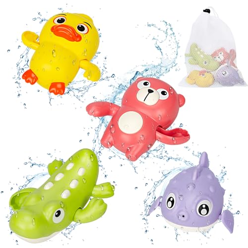 GEEKEO Baby Badespielzeug Badewannenspielzeug, 4 Stück Baby Pool Wasserspielzeug Baby Bade Bad Schwimmen Badewanne Uhrwerk Schwimmbad Spielzeug, Geschenke für Baby Kleinkinder Jungen Mädchen GEEKEO Baby Badespielzeug Badewannenspielzeug, 4 Stück Baby Pool Wasserspielzeug Baby Bade Bad Schwimmen Badewanne Uhrwerk Schwimmbad Spielzeug, Geschenke für Baby Kleinkinder Jungen Mädchen von GEEKEO