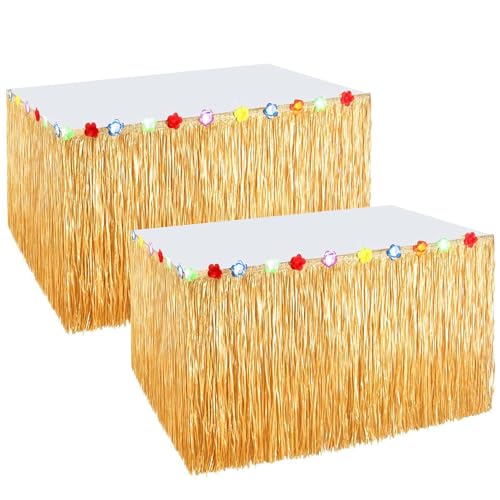 2-Pack Hawaii Tischrock, Dekoratives Zubehör mit mehrfarbigen Blumen für Sommer Garden Beach Party, Hawaiian Party, Geburtstag Tropische Party, Kostüm Party, Feiertage und Zusammenkünfte im Freien 2-Pack Hawaii Tischrock, Dekoratives Zubehör mit mehrfarbigen Blumen für Sommer Garden Beach Party, Hawaiian Party, Geburtstag Tropische Party, Kostüm Party, Feiertage und Zusammenkünfte im Freien von GEERDAN