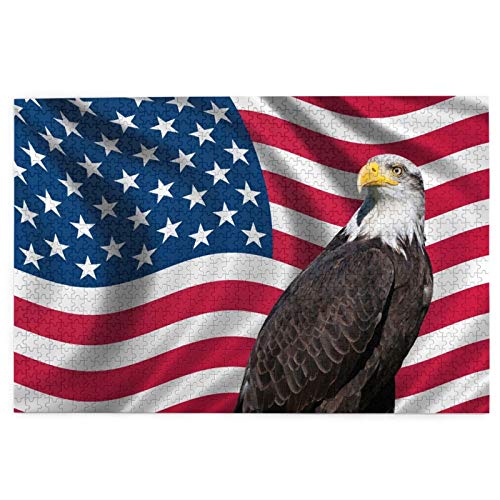 Amerikanische Flagge und Glatzenadler Puzzle, 1000 Teile, 75,4 x 50,3 cm – Puzzle – dicke, stabile Teile, herausfordernde Familienaktivität, tolle Geschenkidee Amerikanische Flagge und Glatzenadler Puzzle, 1000 Teile, 75,4 x 50,3 cm – Puzzle – dicke, stabile Teile, herausfordernde Familienaktivität, tolle Geschenkidee von GEHIYPA