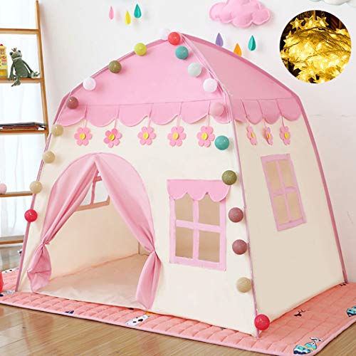 Kinderspielzelt Spielzelt für Kinder mit Sternenlichtern Kinderzelt Prinzessin Schloss Spielzelt Tipi Zelt Kinderspielhaus für innen und außen Spielzeug Geburtstag Weihnachts Geschenk (Rosa) von GEIwenle