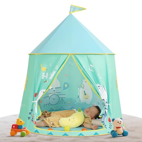 Spielzelt Kinderzelt für Drinnen Outdoor,Spielzelt für Kinder, Prinzessin Prinz Schlosszelt, tragbares Pop-up Indianerzelt, Tippi Zelt, Kinderzimmer Spielhaus, Geburtstag Weihnachts Geschenk(Green) von GEIwenle