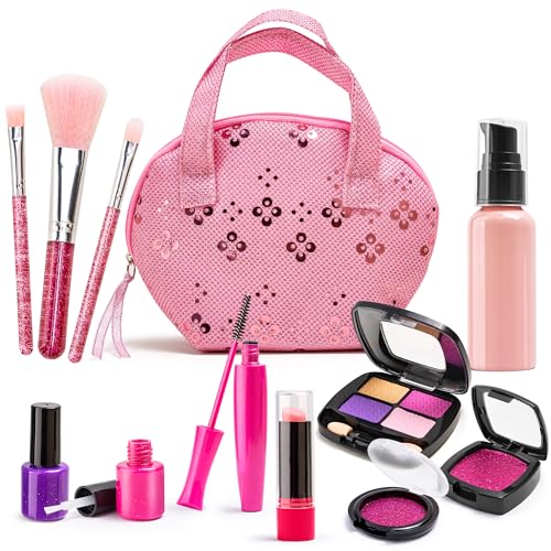 Schminkset Mädchen, Kinder Schminkset mit Handtasche, Fake Lidschatten, Nagellack, Lippenstift, Geeignet für Kleinkinder und Mädchen ab 3 Jahren Schminkset Mädchen, Kinder Schminkset mit Handtasche, Fake Lidschatten, Nagellack, Lippenstift, Geeignet für Kleinkinder und Mädchen ab 3 Jahren von GELGLOCK