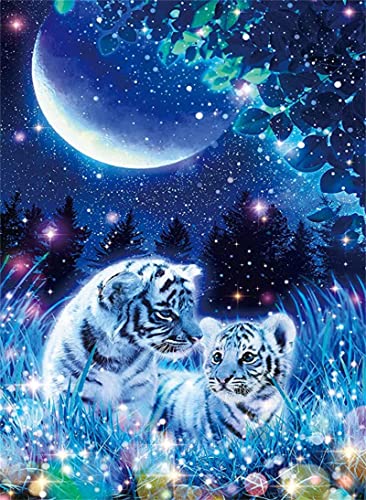 Weißer Tiger im Sternenwald - ZZ 2000-teiliges Papier Puzzle - Lustiges Puzzlespiel für Teenager von GEMSUM