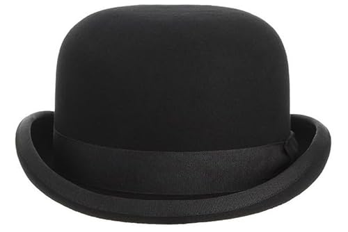 GEMVIE Schwarzer Derbyhut aus 100 % Wolle, Theaterqualität, Hut, Bowler-Hut für Herren und Damen, Vintage-Kostüme, schwarz, 55 EU von GEMVIE