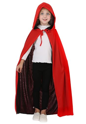 GEMVIE Zweifarbiger Hexenumhang im Vampir-Stil mit Kapuze - Vielseitiges Kostümaccessoire für Halloween, Partys und Cosplay - Für Erwachsene und Kinder - Länge: 120cm von GEMVIE