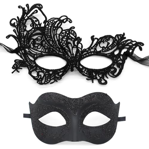 GEMWONDER Venezianische Maske für Paare, venezianische Maske für Halloween, Spitzenmaske, Kostüm, Augenmaske, Party, Abschlussball, Ball, Mardi Gras, Maske für Damen und Herren, Karneval, 2 Stück GEMWONDER Venezianische Maske für Paare, venezianische Maske für Halloween, Spitzenmaske, Kostüm, Augenmaske, Party, Abschlussball, Ball, Mardi Gras, Maske für Damen und Herren, Karneval, 2 Stück von GEMWONDER