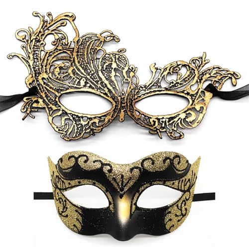 GEMWONDER Venezianische Maske für Paare, venezianische Maske für Halloween, Spitzenmaske, Kostüm, Augenmaske, Party, Abschlussball, Ball, Mardi Gras, Maske für Damen und Herren, Karneval, 2 Stück GEMWONDER Venezianische Maske für Paare, venezianische Maske für Halloween, Spitzenmaske, Kostüm, Augenmaske, Party, Abschlussball, Ball, Mardi Gras, Maske für Damen und Herren, Karneval, 2 Stück von GEMWONDER