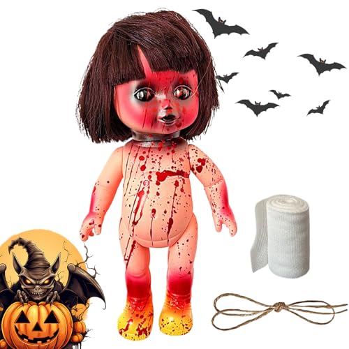 Gruselige Puppe | Blutige Halloween-Dekofigur | Schaurige Gartenfigur Für Schlafzimmer, Terrasse, Festbaum, Weihnachtsvorbau, Wohnaccessoires Und Halloween-Partys Gruselige Puppe | Blutige Halloween-Dekofigur | Schaurige Gartenfigur Für Schlafzimmer, Terrasse, Festbaum, Weihnachtsvorbau, Wohnaccessoires Und Halloween-Partys von GENERIC