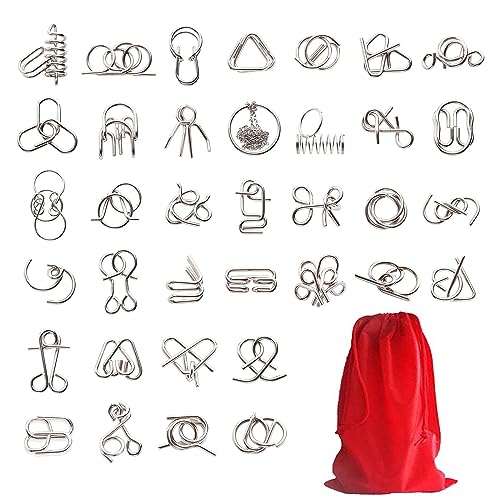 36 Stück Metall Knobelspiele, Knobelspiele Kit Denksportaufgaben Metallpuzzle Entwirrung Puzzles Geduldspiele Set für Erwachsene und Kinder ostergeschenke von GEPAS