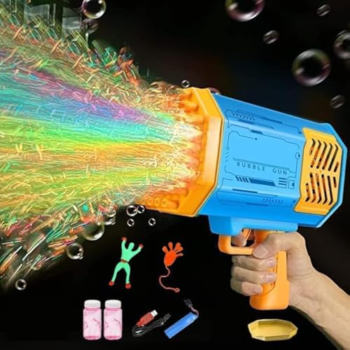 Aufladbare Elektrische Seifenblasenmaschine Seifenblasenpistole XXL Bazooka mit 69 Löcher/Lichtern/Akku,Elektrische Bubble Gun Machine Blaster Seifenblasen Kinder,Draußen,Hochzeit,Party Aufladbare Elektrische Seifenblasenmaschine Seifenblasenpistole XXL Bazooka mit 69 Löcher/Lichtern/Akku,Elektrische Bubble Gun Machine Blaster Seifenblasen Kinder,Draußen,Hochzeit,Party von GEPROSMA