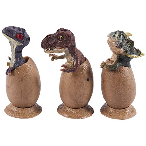 GERALD 3 Stücke Dinosaurier Handgefertigt Lebhaft Display Modell Halb Geschlüpft Dinosaurier Ei Modell Mit Sockel von GERALD