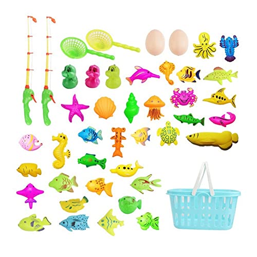 GERALD 44 StüCk Kinder Magnetisches Angeln Spielzeug Set Spielzeug Badewannen Spielzeug, 3D Angeln Lustiges Klassisches Spielzeug für Kinder Geschenk von GERALD