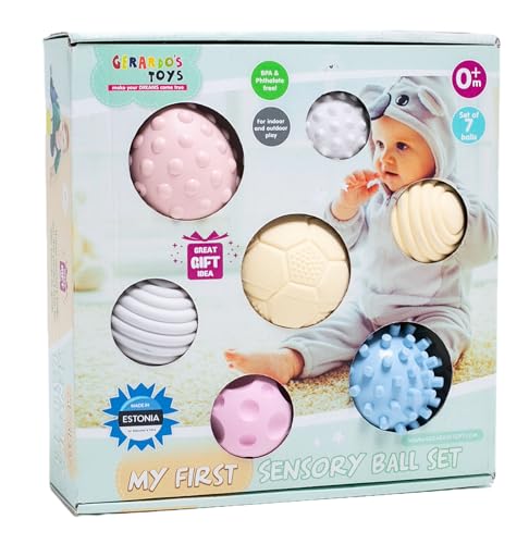 GERARDO'S Toys Small Ball Set mit 7 Bällen verschiedener Textur für Kinder und Babys, ungiftig und BPA frei von GERARDO'S
