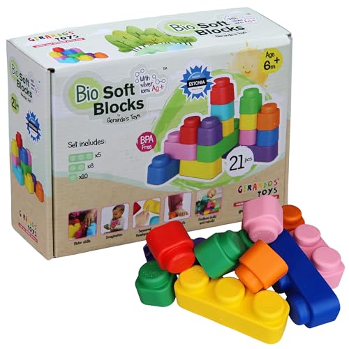 GERARDO'S Motorikspielzeug Bunte Weiche Bausteine zum Stapeln und Türme Bauen - Bauklötze für 6 Monate Oder Mehr, für Kreativität und Spielerisches Lernen, BPA-FREI (Blocks, 21, Stück) GERARDO'S Motorikspielzeug Bunte Weiche Bausteine zum Stapeln und Türme Bauen - Bauklötze für 6 Monate Oder Mehr, für Kreativität und Spielerisches Lernen, BPA-FREI (Blocks, 21, Stück) von GERARDO'S