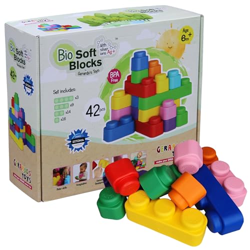 GERARDO'S Motorikspielzeug Bunte Weiche Bausteine zum Stapeln und Türme Bauen - Bauklötze für 6 Monate Oder Mehr, für Kreativität und Spielerisches Lernen, BPA-FREI (42-teiliges Set, 42, Stück) GERARDO'S Motorikspielzeug Bunte Weiche Bausteine zum Stapeln und Türme Bauen - Bauklötze für 6 Monate Oder Mehr, für Kreativität und Spielerisches Lernen, BPA-FREI (42-teiliges Set, 42, Stück) von GERARDO'S