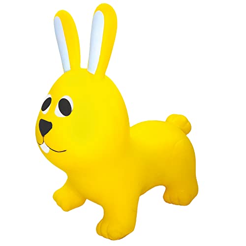 GERARDO'S Toys Jumpy Hüpftier Hase Gelb - Hüpftiere ab 1 Jahr und ab 2 Jahre - Aufblasbare Tiere Spielzeug Draussen oder Drinnen für Kleinkinder ab 12 Monaten von GERARDO'S