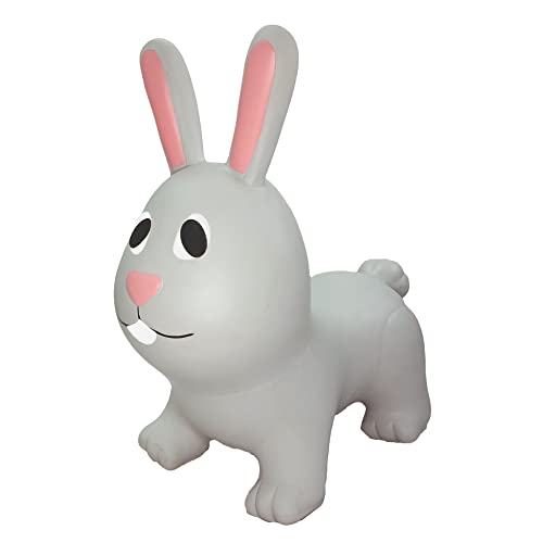 GERARDO'S Toys Jumpy Hüpftier Hase Grau ca. 58 cm - Hüpftiere ab 1 Jahr - Aufblasbare Tiere für drinnen & draußen - Inklusive Luftpumpe von GERARDO'S