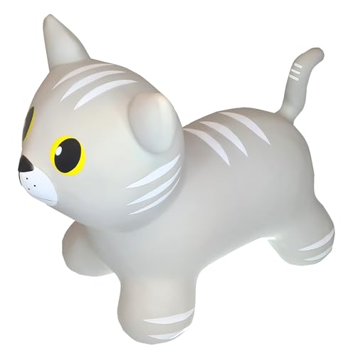 GERARDO'S Toys Jumpy Hüpftier Grau Katze - Hüpftiere ab 1 Jahr und ab 2 Jahre - Aufblasbare Tiere Spielzeug Draussen oder Drinnen für Kleinkinder ab 12 Monaten… von GERARDO'S