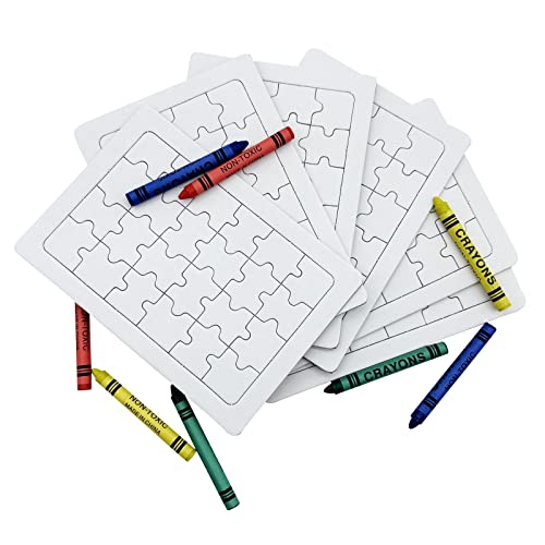 10er oder 20er Pack Puzzles à 24 Blankoteile mit Buntstiften - für Jungen und Mädchen - Zeichnen, Malen, Basteln - Ideal für Kinderfeste, Mitbringsel, Geschenke, Spiele (10 Puzzles) von GERILEO