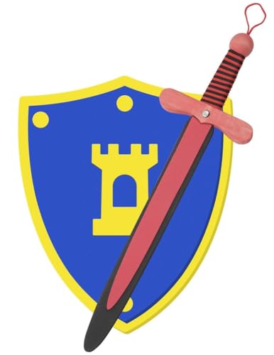 GERILEO Ritter Schwert und Schild aus Eva-Schaum, Handgefertigtes - Spielzeug für Jungen, Mädchen, Kinder - Ergänzung für Spiele, Imitationsspiele, Kostüme, Mittelalter, Krieger, Mottoparty (Blau) von GERILEO