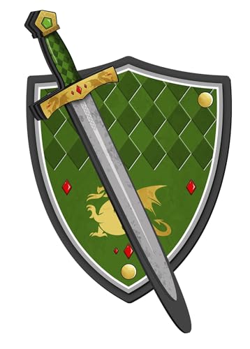 Ritter Schwert und Schild aus EVA-Schaum, Handgefertigtes - Spielzeug für Jungen, Mädchen, Kinder - Ergänzung für Spiele, Imitationsspiele, Kostüme, Mittelalter, Krieger, Mottoparty (Klassisches Grün) Ritter Schwert und Schild aus EVA-Schaum, Handgefertigtes - Spielzeug für Jungen, Mädchen, Kinder - Ergänzung für Spiele, Imitationsspiele, Kostüme, Mittelalter, Krieger, Mottoparty (Klassisches Grün) von GERILEO