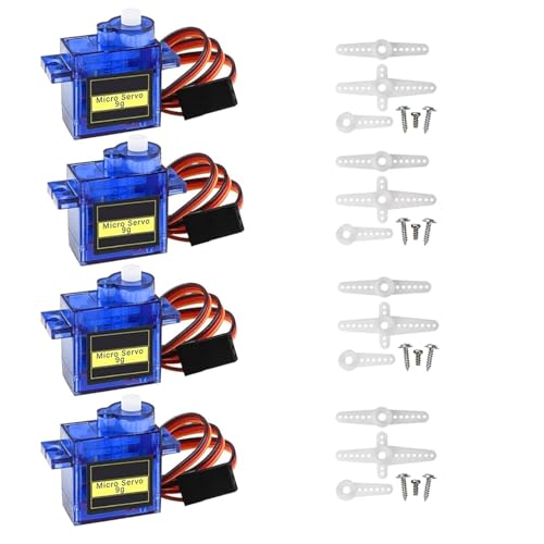4 Pcs 9G Micro Motor für RC Roboter/Gehen Hubschrauber Boot Flugzeug Helikopter Auto Fahrzeugmodelle Steuerung mit Kabel，Kompatibel,Mini Modellbau für Arduino (4PCS) von GERUI