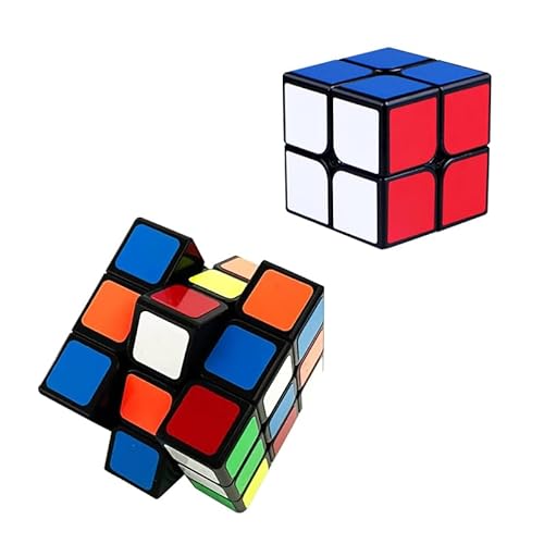 GERUI 2 Stück Zauberwürfel 2x2+3x3,Glattes Magic Cube für Anfänger und Fortgeschrittene, Geschenk für Kinder Teenager Erwachsene Glattes 3D Puzzle Spielzeug für alle Altersgruppen (Black) von GERUI