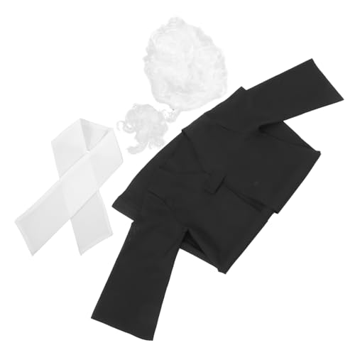 GETAJGHSD 1 Satz Anwaltsuniform-perückenset Zappeln Halloween-Dekoration Schutz Maulkörbe Jungenkleidung Tierische Schlüsselanhänger Glücksbringer Coole Schlüsselanhänger Die Polyester Black von GETAJGHSD