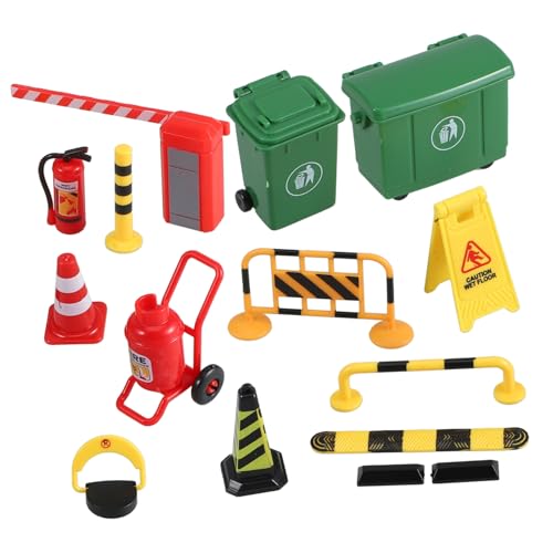 GETAJGHSD 1 Satz Miniatur Verkehrsstraßensperre, Miniatur Verkehrsbarriere Spielzeug, Kinder Verkehrsschild Spielzeug, Straßensperren Spielzeug, Signalschild Modell Simulation, von GETAJGHSD