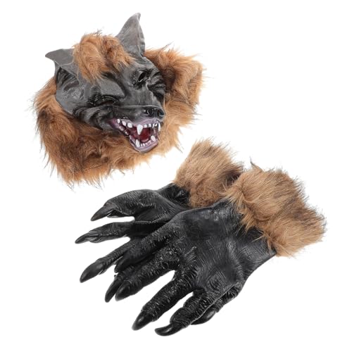 GETAJGHSD 1 Satz Wolfskopf Maske mit Krallenhandschuhen Realistische Halloween Verkleidung für Kostümpartys Karneval und Cosplay als Accessoire für Unvergessliche GETAJGHSD 1 Satz Wolfskopf Maske mit Krallenhandschuhen Realistische Halloween Verkleidung für Kostümpartys Karneval und Cosplay als Accessoire für Unvergessliche von GETAJGHSD
