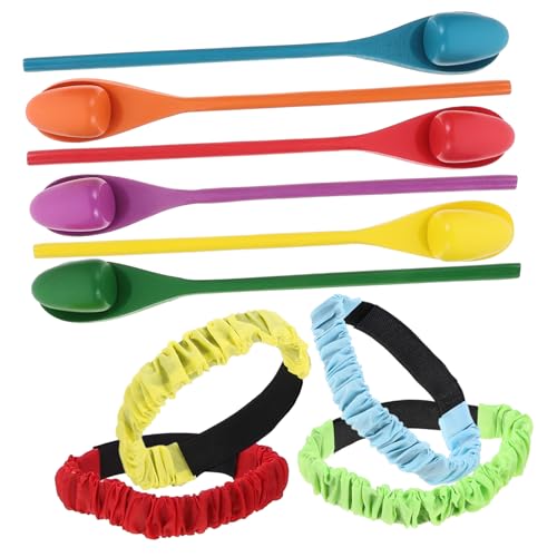 GETAJGHSD 1 Set Balance Stick Holzlöffelhalter Ei Doppelfußbindung Outdoor Kinder Partyspiel Teamspiel Eierstaffel Und Löffelstaffelspiel Sensorische Integration von GETAJGHSD