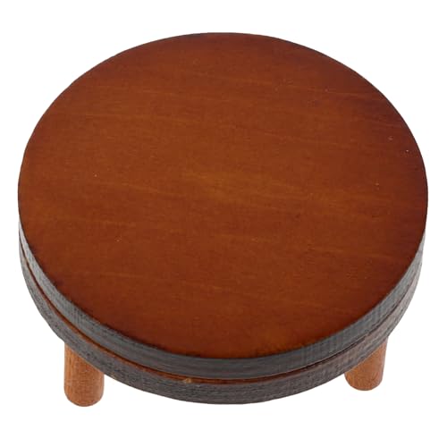GETAJGHSD 1 Set Puppenhaustisch, Miniatur Beistelltisch, Holz Beistelltisch, Miniaturmöbel, Runder Beistelltisch, Mini Teetisch, Puppenhauszubehör, Puppenhaus Küchenmöbel, Puppentisch von GETAJGHSD