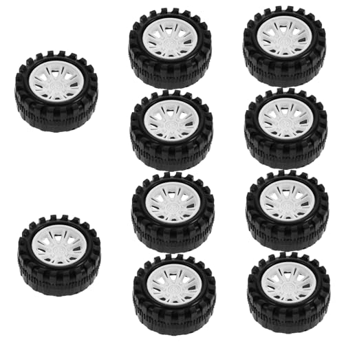 GETAJGHSD 10 Stück Teiliges Kunststoff Spielzeugräder mit für Rc Auto und Modellbau Langlebige Formstabile Reifen mit Gutem Griff Vielseitig Einsetzbar für Bastel und Offroad von GETAJGHSD