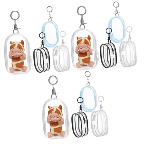 GETAJGHSD 3er-Set Figurentasche Mit Schlüsselanhänger Reißverschlusstaschen Puppen-aufbewahrungskoffer Tragbar Mit Mehreren Taschen Für Puppen-Display 4 Stück X 3 von GETAJGHSD