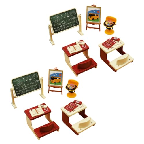 GETAJGHSD 2 Sätze Miniatur Klassenzimmer mit Tafel Stühlen und Schreibtisch für Puppenhaus Dekorationen für DIY und Rollenspiel Szenen von GETAJGHSD