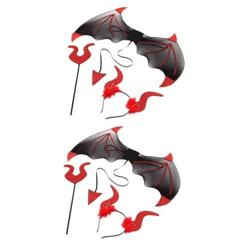 GETAJGHSD 2 Sets Dämonenflügel Set, Halloween Haarschmuck, Cosplay Zubehör, Party Kostüm, Kopfbedeckung, Halloween Cosplay Requisiten, Kostümzubehör, Halloween Kopfbedeckung, Hörner, Foto GETAJGHSD 2 Sets Dämonenflügel Set, Halloween Haarschmuck, Cosplay Zubehör, Party Kostüm, Kopfbedeckung, Halloween Cosplay Requisiten, Kostümzubehör, Halloween Kopfbedeckung, Hörner, Foto von GETAJGHSD