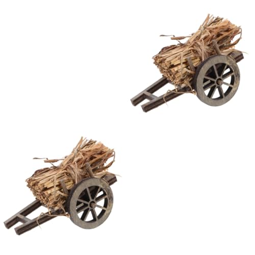 GETAJGHSD 2 Sets Garten Mikrolandschaft, Sandtischmodell, Mini Stroh Für Mini, Puppenhausbedarf, Gartenwagenmodell, Kleines, Mini Wagen Dekormodell, Mini Bastelmodell, Kleines von GETAJGHSD