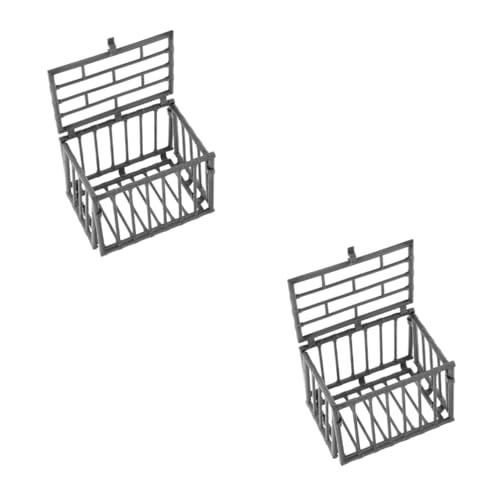 GETAJGHSD 2 Stück Corral Zaun Spielzeug, Kleiner Käfig, Kreativer Mini Käfig, Käfig Für Kleine Haustiere, Kunststoffkäfig, Kleiner Winziger Hauskäfig, Mini Ornament, Miniaturkäfig Modell, von GETAJGHSD