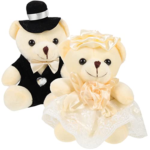 GETAJGHSD 2 Stück Hochzeitsbärenpuppe Desktop Dekoration Stoffbärenpuppe Bärenpuppe Neuheit Bärenpuppe Cartoon Bär Entzückendes Bärenspielzeug Dekoratives Bärenspielzeug von GETAJGHSD
