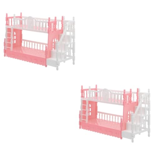 GETAJGHSD 2 Stück Puppenbettmöbel Puppenschlafzimmer Etagenbett Miniatur Puppenhaus Etagenbett Mini Zubehör Mini Bett Puppenhaus Mini Etagenbett Mini Schmuck Mini Bett Modell von GETAJGHSD
