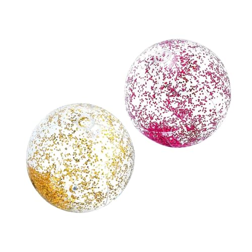 GETAJGHSD 2 Stück Strandspielzeug für Aufblasbare Glitzerbälle aus PVC Leuchtende Pailletten Gold und Roségold Luftpumpe für Sommerpartys und Wasserspaß Zufällige Farbe Zufällige Farbe von GETAJGHSD