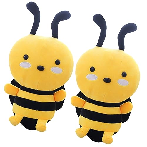 GETAJGHSD 2 Stück Teiliges Plüsch Biene Kuscheltier Weiches Gefülltes Bienenkissen aus Hautfreundlichem Material Dekoratives Bequemes Stofftier für Kinderzimmer und Schlafbereich von GETAJGHSD