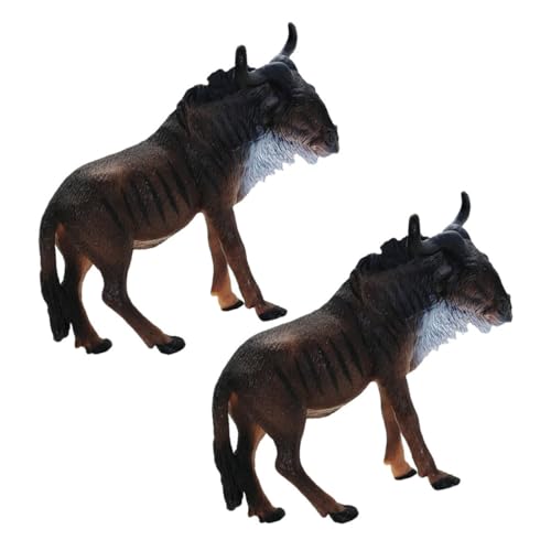 GETAJGHSD 2-teiliges Mini-gnus-Figuren, Realistisches Afrikanisches Wildtiermodell, Dschungeltier-sammelspielzeug-Set Für Kinder, Jungen Und Mädchen von GETAJGHSD